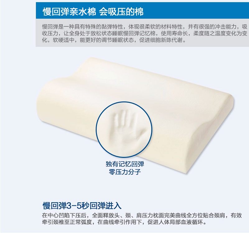 佳爽F27 亲水棉慢回弹枕头 护颈椎保健波浪形记忆枕芯 单人大中长枕
