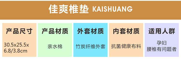 佳爽CZ1 记忆腰椎靠垫 平躺释压腰托汽车用座椅垫 慢回弹亲水棉芯护腰靠背